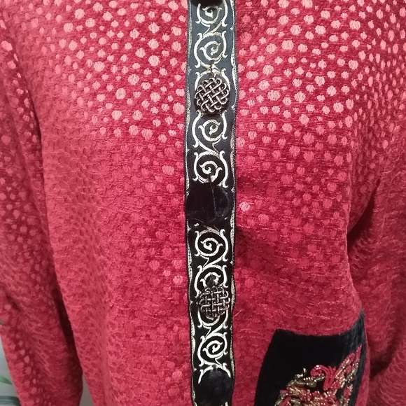 Taylor G  Red Velour Asian Flare Blazer - Picture 9 of 16